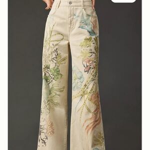 Anthropologie Floral Wide Leg Jeans - Multicolor